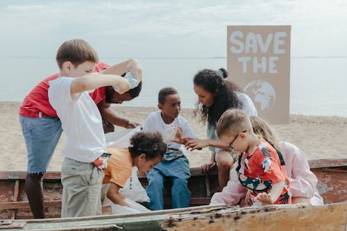 Group of Children Collecting Plastics
